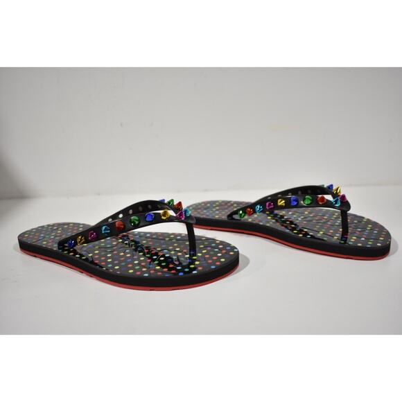 Christian Louboutin Loubi Flip Spikes Donna Flat Black Thong Flip Flop Sandal 36 - Picture 4 of 12